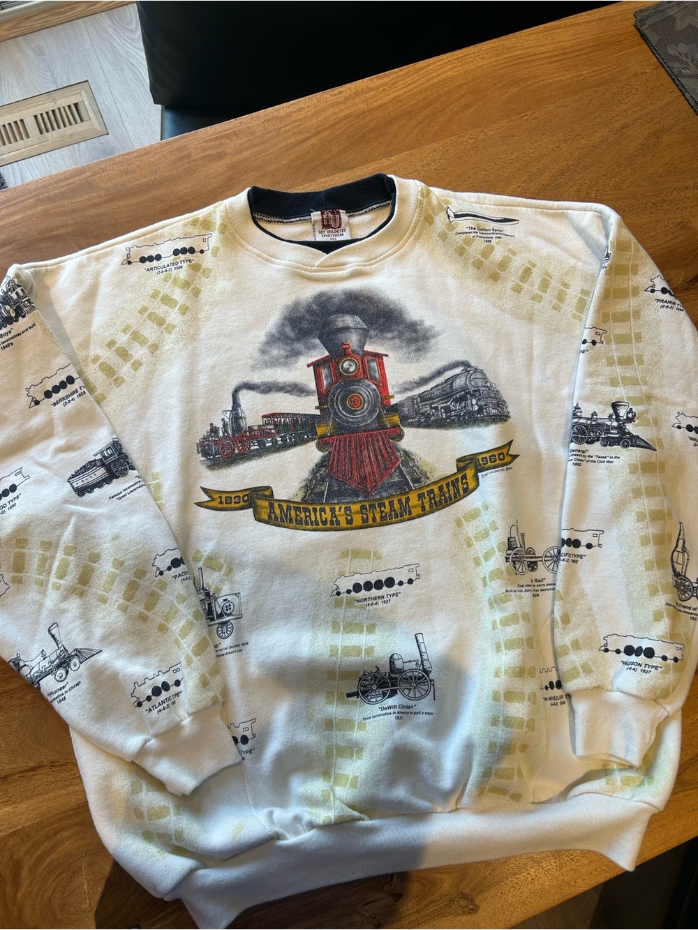 Vintage White 'America's Steam Trains' Graphic Sweatshirt